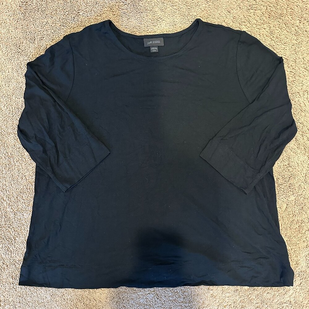 J.Jill Wearever Collection Black 3/4 Sleeve Top – Petite Large (L)